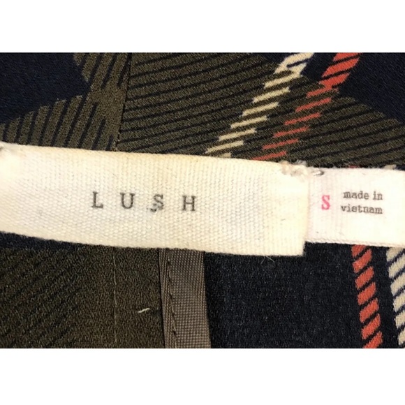 Women’s Lush Green Plaid Open Blouse Cardigan Size S - Picture 6 of 6